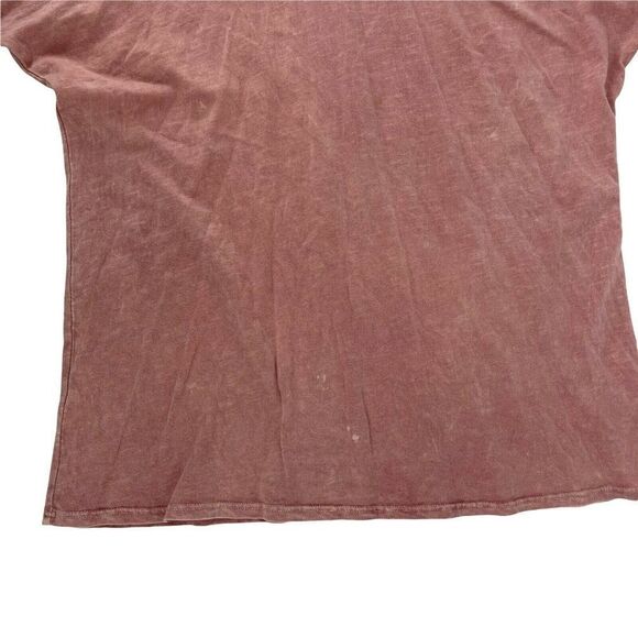 Stonewashed Cold Shoulder T-Shirt Pink Short Sleeve Bohemian Size S Casual Top - Picture 4 of 7